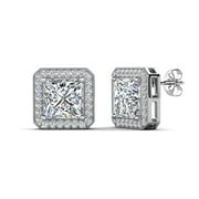 Norah 18k White Gold Plated Stud Earrings with Simulated Diamond Crystals for Women